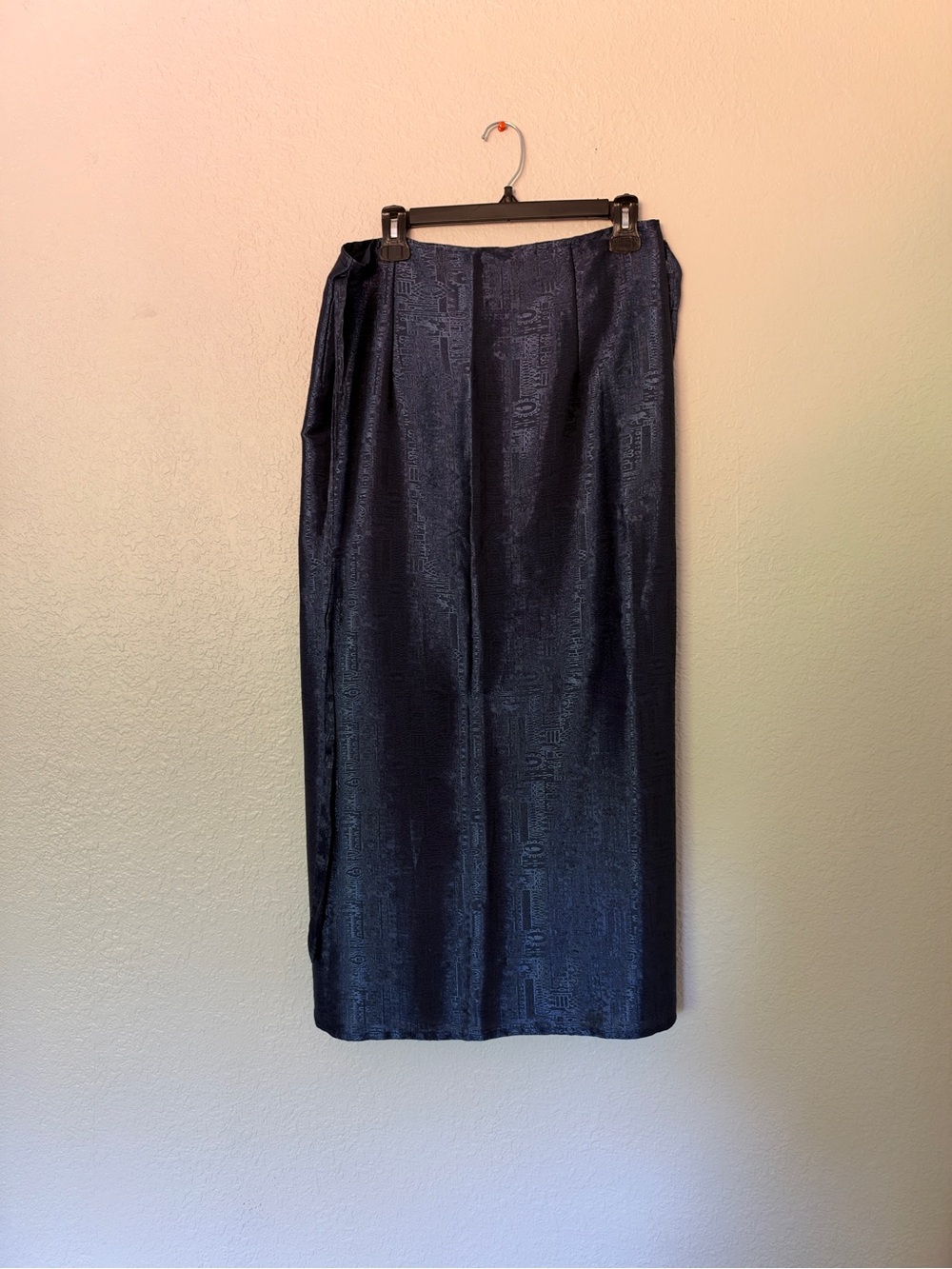 Vintage 90’s Navy Thai Wrap Skirt with Woven Print Details